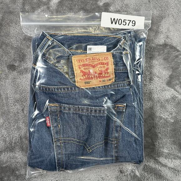 Levis 550 Jeans‎ Mens 30x32 Blue Dark Wash Relaxed Fit Cowboy Biker Worker Denim - Picture 14 of 14
